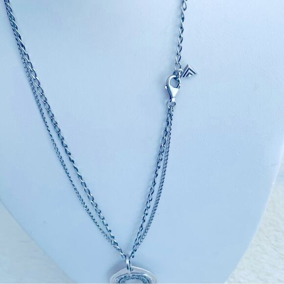 Silpada Sterling Silver CZ Anemone Double Stranded Chain Necklace w/ Pendant - Picture 3 of 8